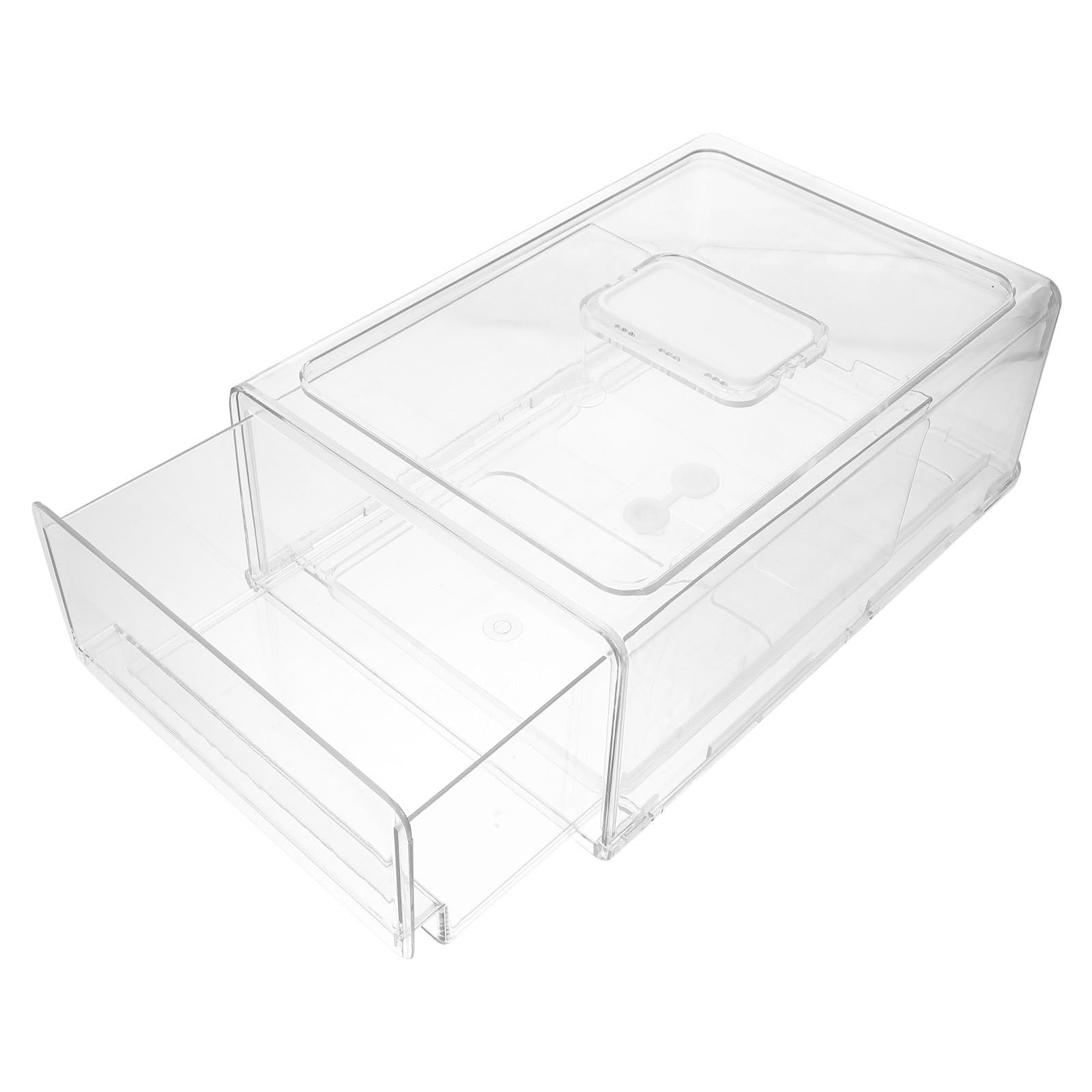 SHINEOFI Organizador de Refrigerador Grande Tipo Cajón Caja de Almacenamiento Apilable de Plástico Transparente Contenedor para Frutas y Verduras Adecuado para Congelador y Cocina