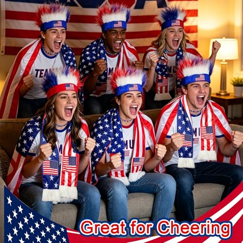 USA Soccer Fans 3Pcs Set, 2026 World Cup Cheer Outfit with Headband Scarf Poncho, Unisex Team Spirit Accessories for Games, Parades, 4th of July, Ideal for Soccer Supporters & Patriots - image 5