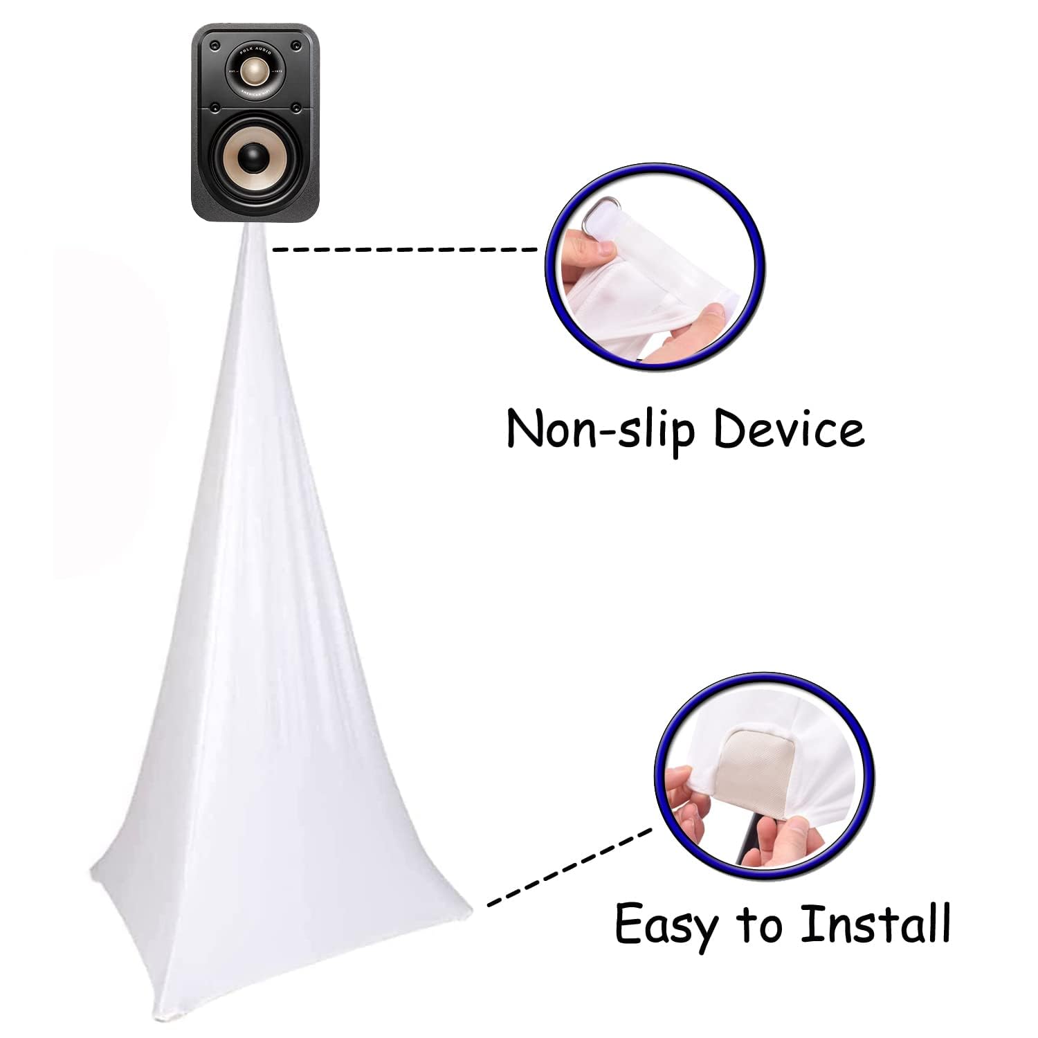 Paquete de 4 fundas para trípode para altavoces de DJ, con cobertura de 360 grados (color blanco, paquete de 4)