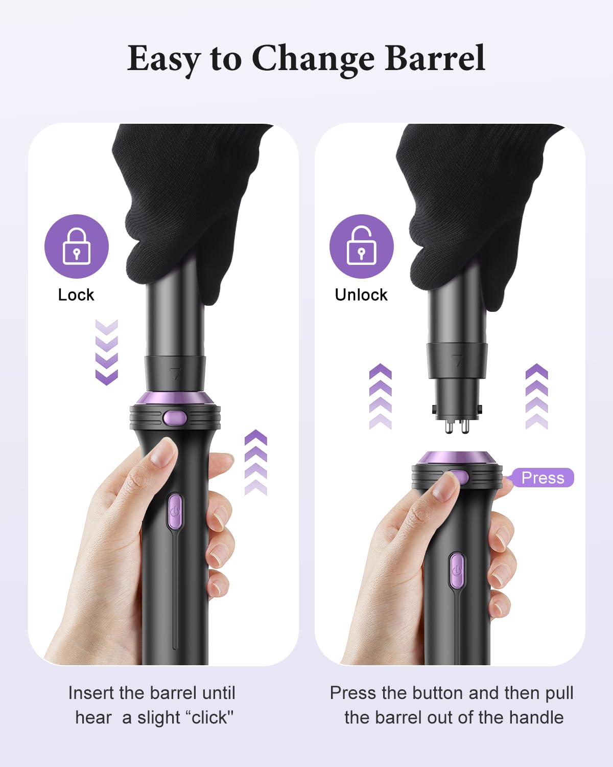 BESTOPE PRO Lockenstab, 5 in 1 Lockenstäbe Set mit Glätteisen, Thermobürste, 3 Keramische Lockeneisen (9mm- 25mm) für Große Locken, 13 Temperaturen, Hair Curler mit Hitzebest.Matte, Handschuh, Schwarz