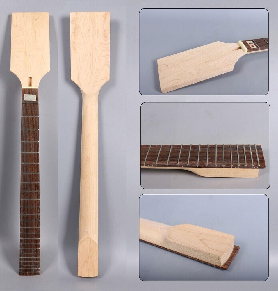 Manico for chitarra in acero baritono, testa a paletta con tastiera in palissandro da 24 tasti e 27 pollici