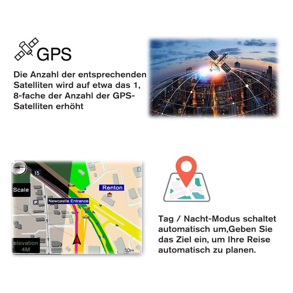 AWESAFE Bluetooth Navigationsgerät für Auto mit Rückfahrkamera, 7 Zoll Touchscreen, 2023 Europa Karten unterstützt lebenslang kostenloses, GPS Navigation für Auto PKW KFZ LKW