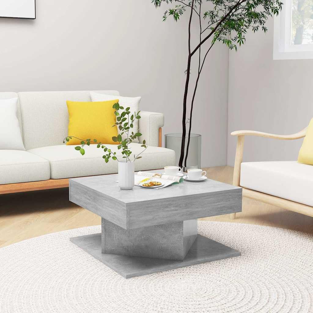 vidaXL Table Basse Gris béton 57x57x30 cm Bois d’ingénierie