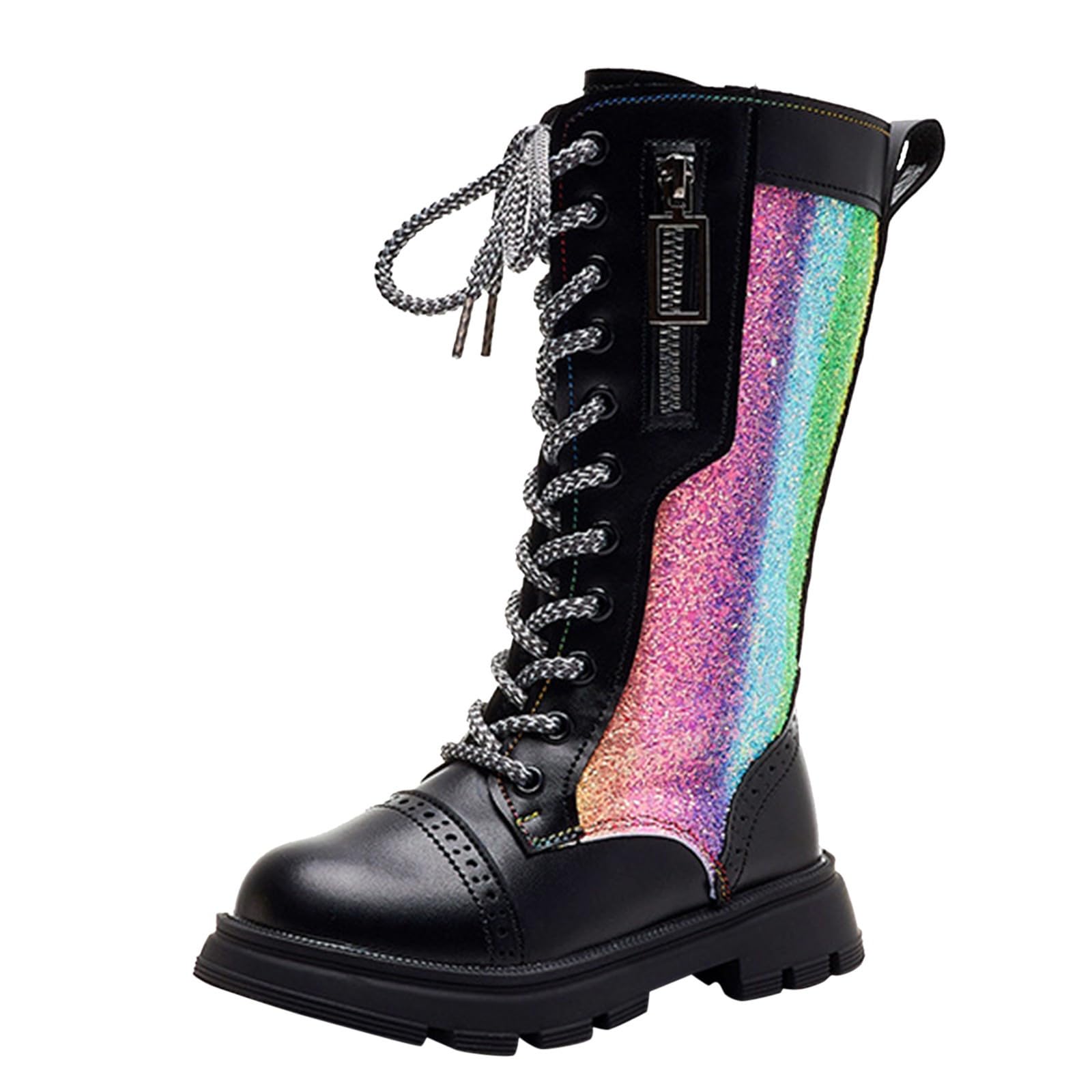 Générique Stivali Ragazze Moda Tacco Spessore Scarpe Bambino Caldo Pile Colorato Elegante e Confortevole per Giovani Fashionistas