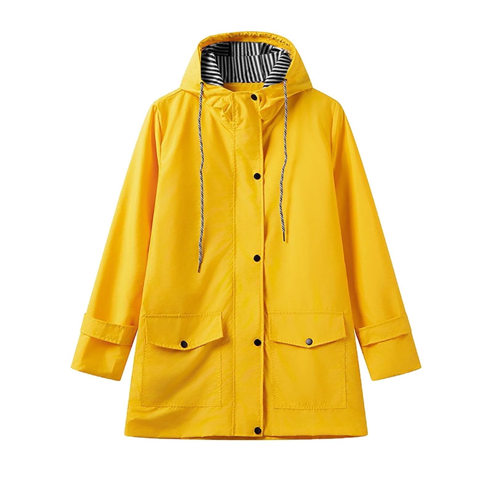 KincoolWomen's Water proof Jacket Lightweight Breathable Raincoat Adjustable Packable Long Rain Jacket Ladies Outdoor Running Windproof Lightweight Raincoat Hooded Packable Rain Jacket Zip Up Trench Coat