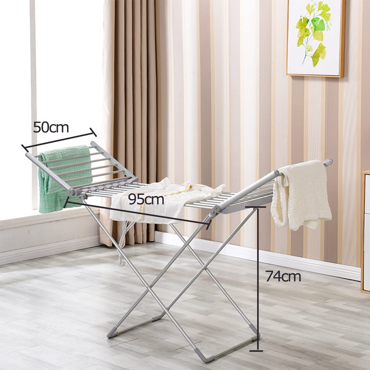 Secadora de ropa con calefacción eléctrica Plegable, Secadora de aire con riel de ropa con calefacción con alas, Aireador interior de bajo consumo Secado de ropa húmeda Estante for caballos, for un fá