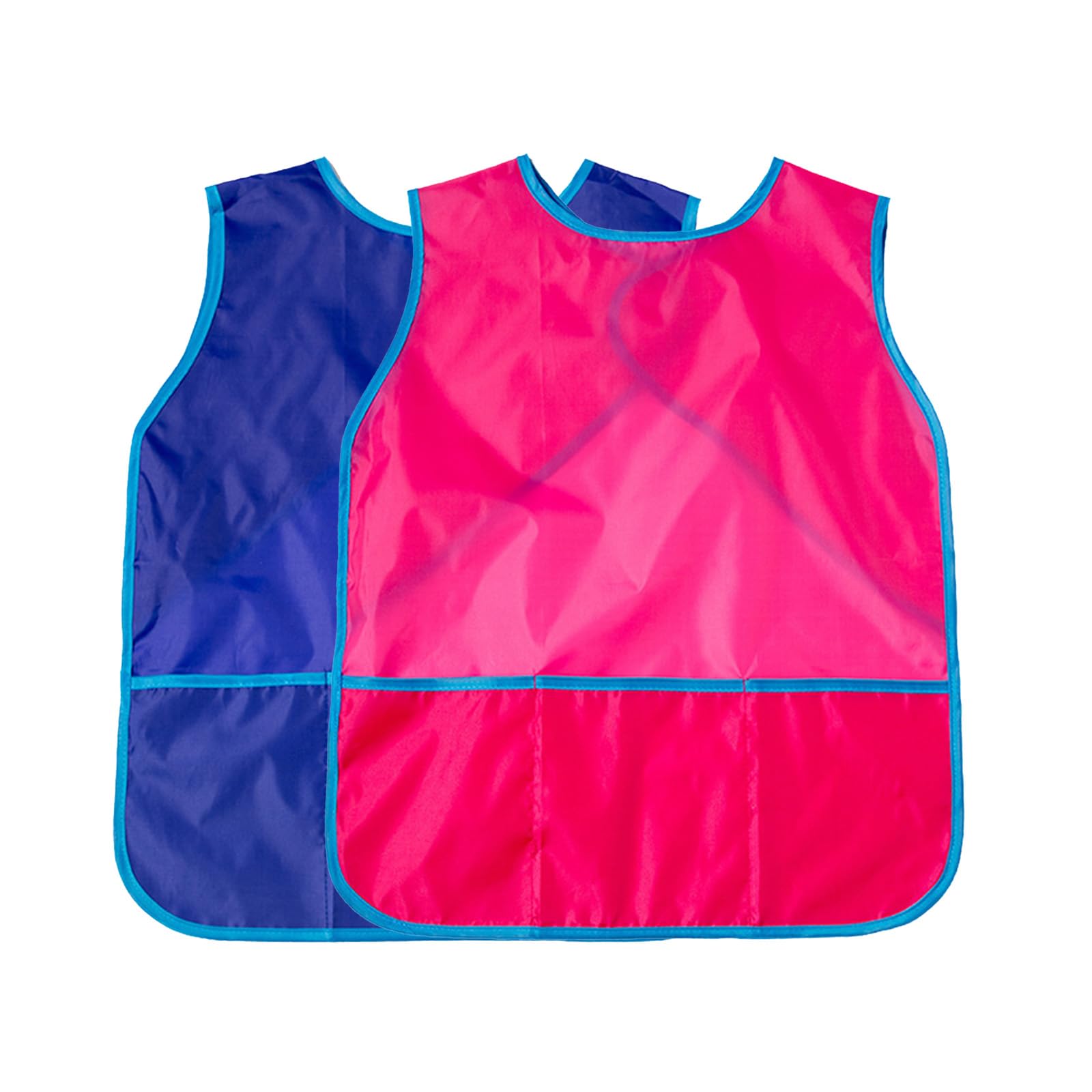 Vxcvzv 2PCS Kids Painting Apron Sleeveless Smock Waterproof Stain Resistant Art Craft Cooking Toddler Vest for Age 2-10 Years Yellow Red (2, Blue and Magenta, S: 2-4 years)
