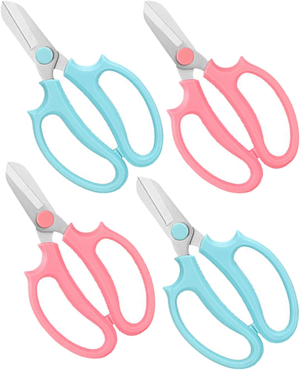 Flower Scissors - Stainless Steel Floral Scissors, Florist Cutters for Stems, Garden Plant Shears for Fresh Flowers (Blue, Pink) (4 PCS)