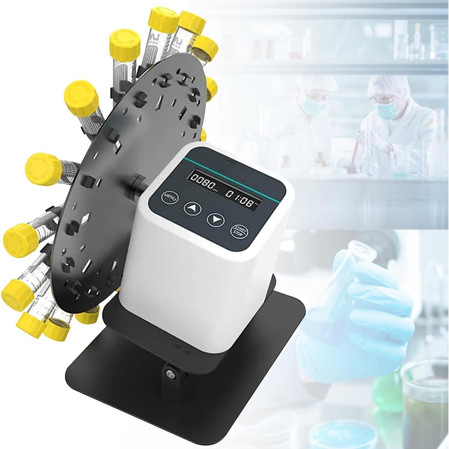 Mezclador orbital, velocidad y ángulo ajustables, plataforma de agitación de laboratorio para tubos, frascos y vasos de precipitados