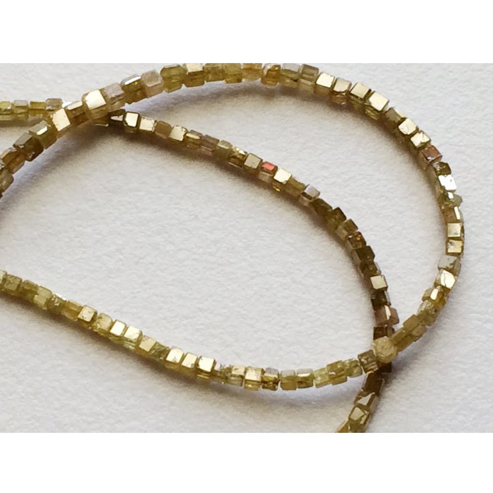 1,5 mm do 2,5 mm Żółte, błyszczące diamenty Kostki w pudełku Fasetowane koraliki diamentowe - Bezkonfliktowe fasetowane kostki Diamenty na biżuterię (4 cale do 16 cali), 1,5 MM - 2,5 MM, 16 cali