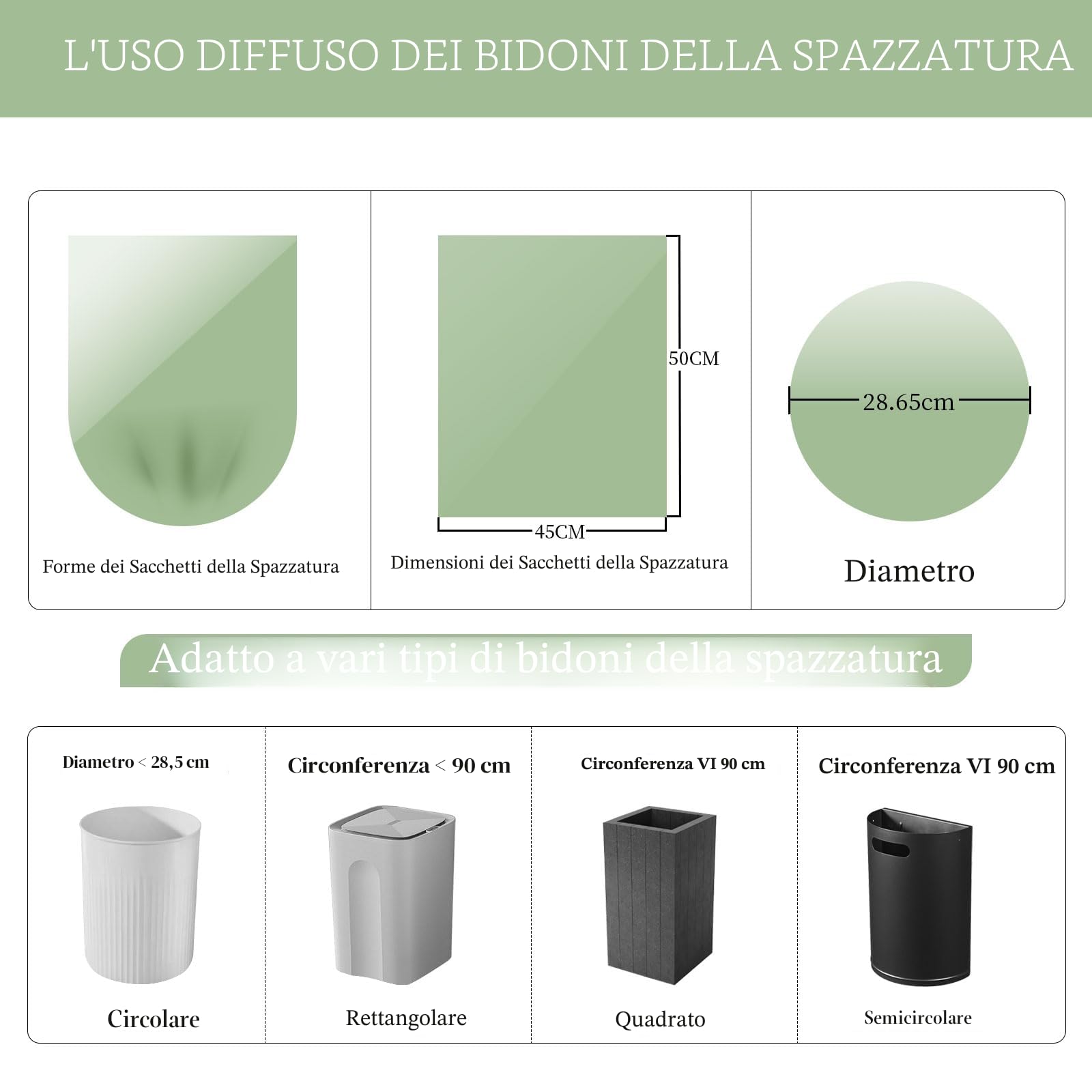 200 Sacchetti Spazzatura Biodegradabili,Sacchi spazzatura riciclabili,Buste spazzatura della cucina,Sacchi umido da bagno,Sacchetti umido biodegradabili,Sacchetti immondizia 10L(45x50cm)