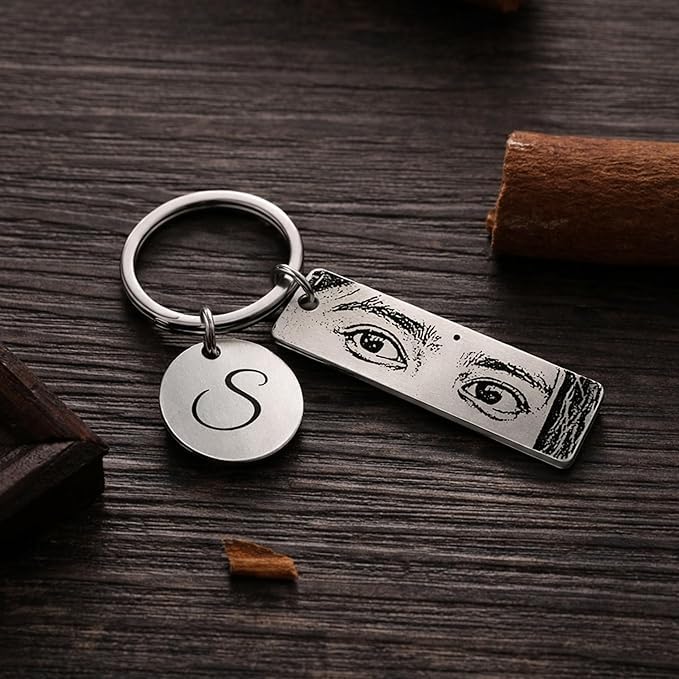Image of Personalized Stainless‑Steel Birth Flower & Name Keychain - Double‑Sided Engraving