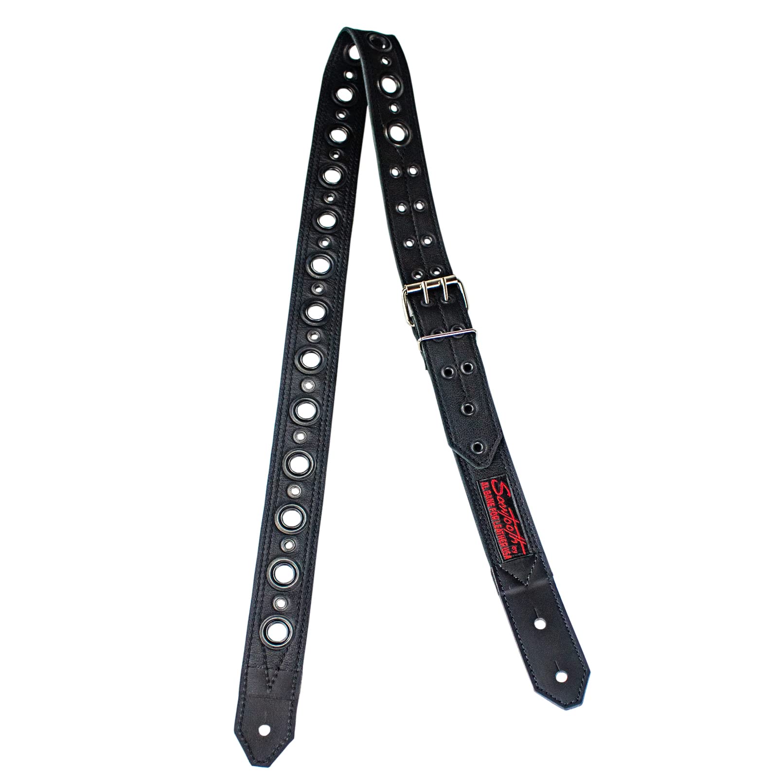 Sawtooth Midnight Armour - Correa de cuero para guitarra de 5 cm de ancho, hecha a mano en los Estados Unidos (ST