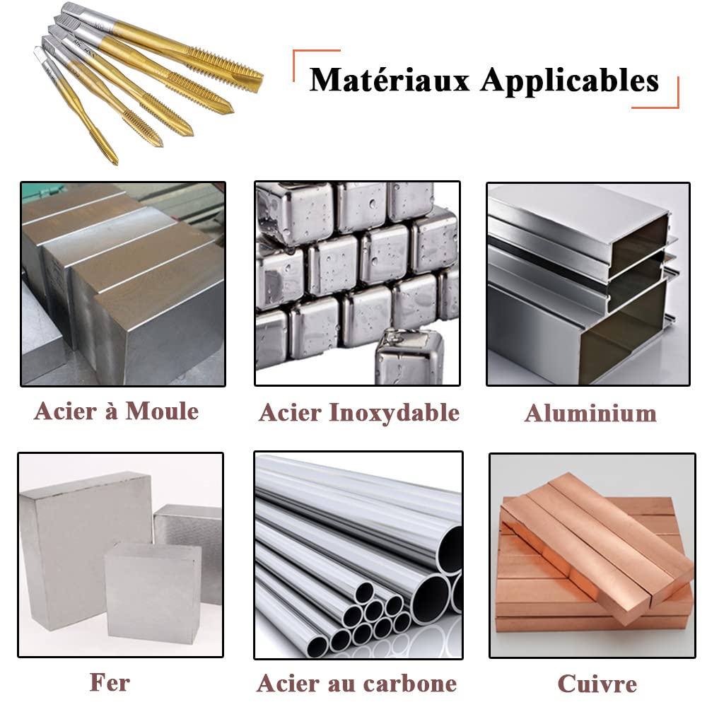 Set 5 Maschi Per Filettatura HSS Con Rivestimento Titanio - M3 M4 M5 M6 M8 - Foto 2