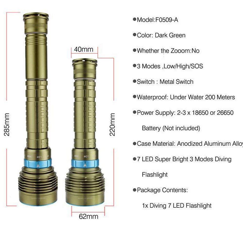 BOLLAER Torcia Subacquea 18000LM 100m 7 LED Impermeabile Immersioni