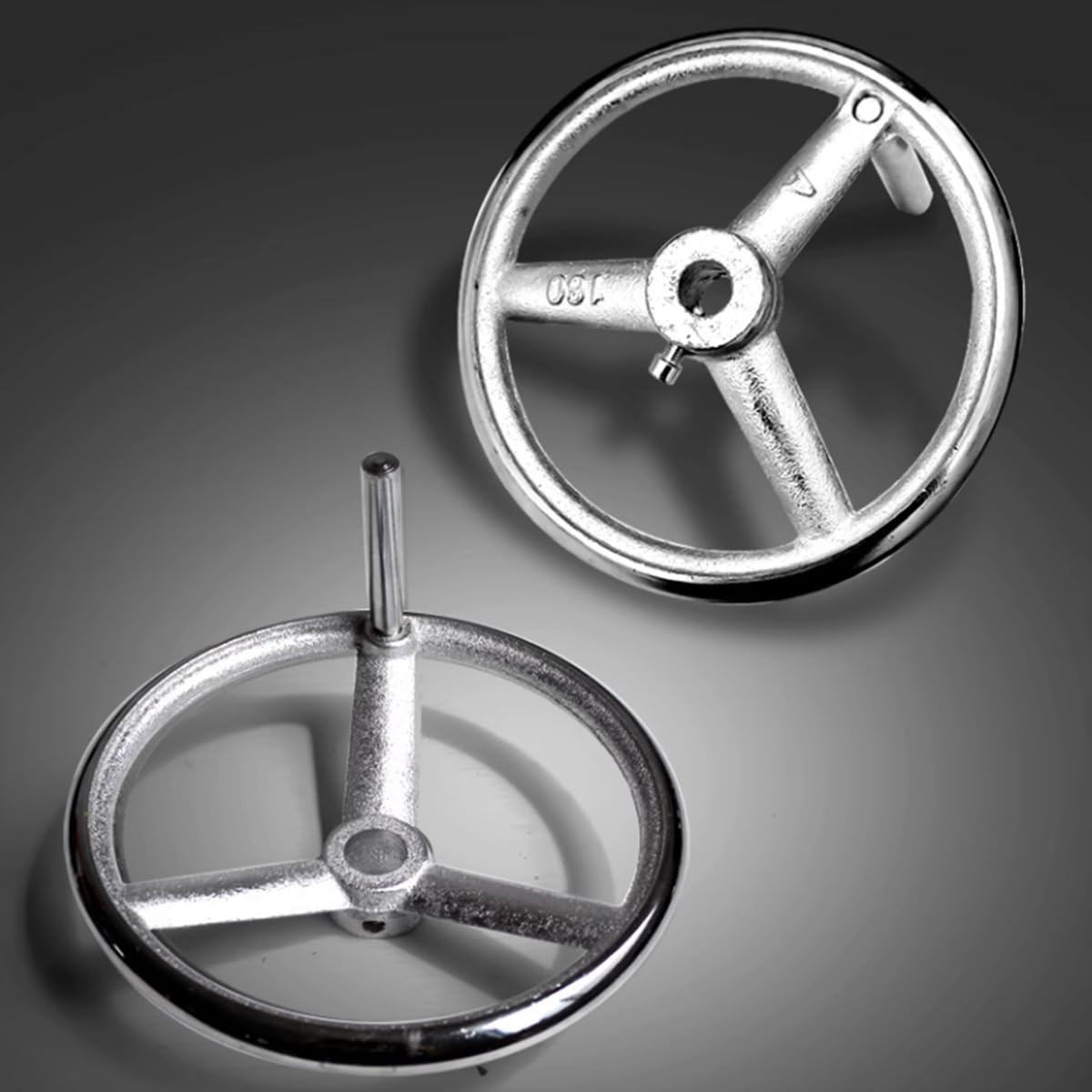 Volant De Tour Ø76-190mm Volant Fraiseuse avec Poignée Amovible Volant Rond en Fonte Chroméepour Machines À Tourer Fraiser Meuler(190x18mm)