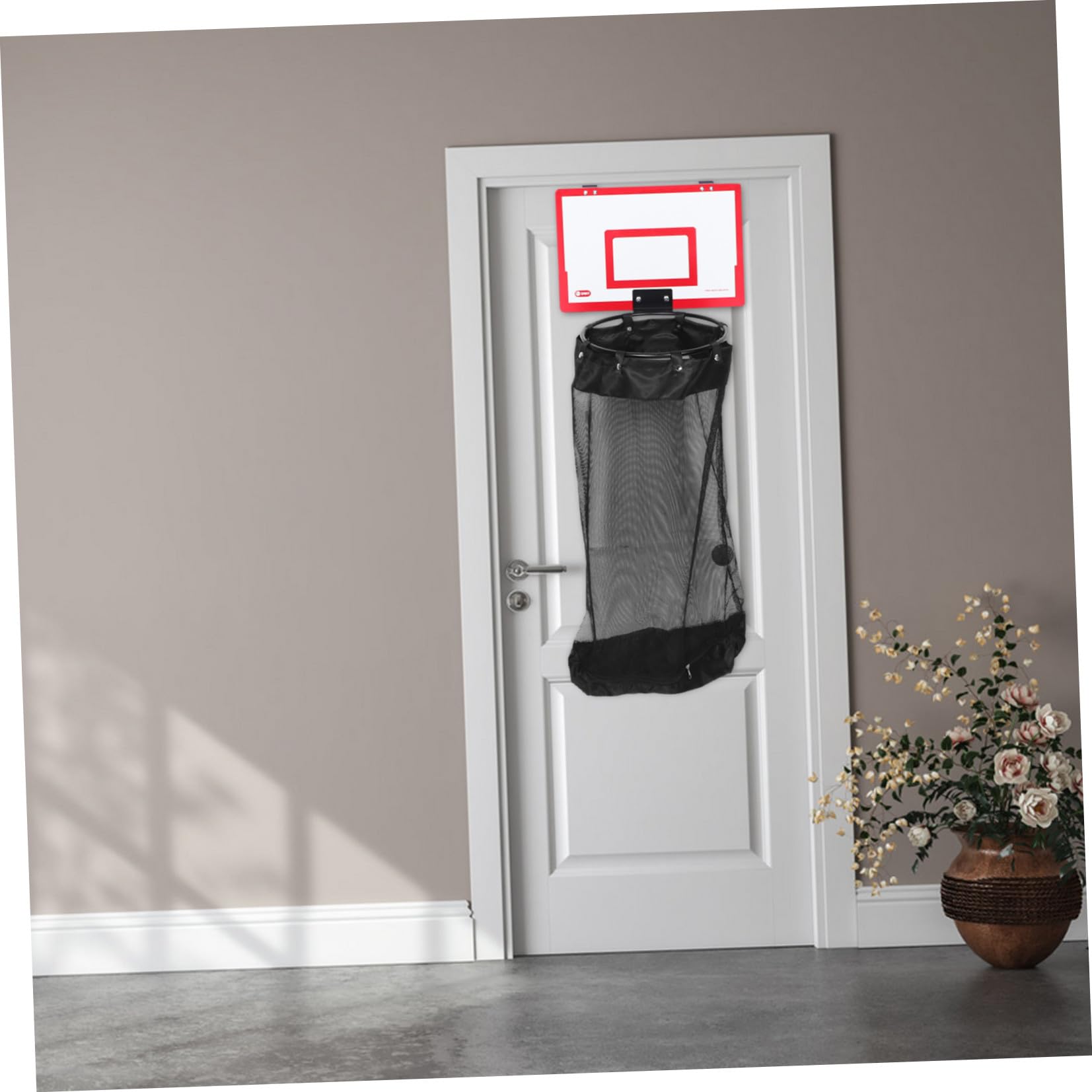 Healeved Wäschekorb Basketballkorb zum Aufhängen Faltbarer Wäschesack aus Netzgewebe mit Türhaken Platzsparend für Kinderzimmer Badezimmer und Studentenwohnheim