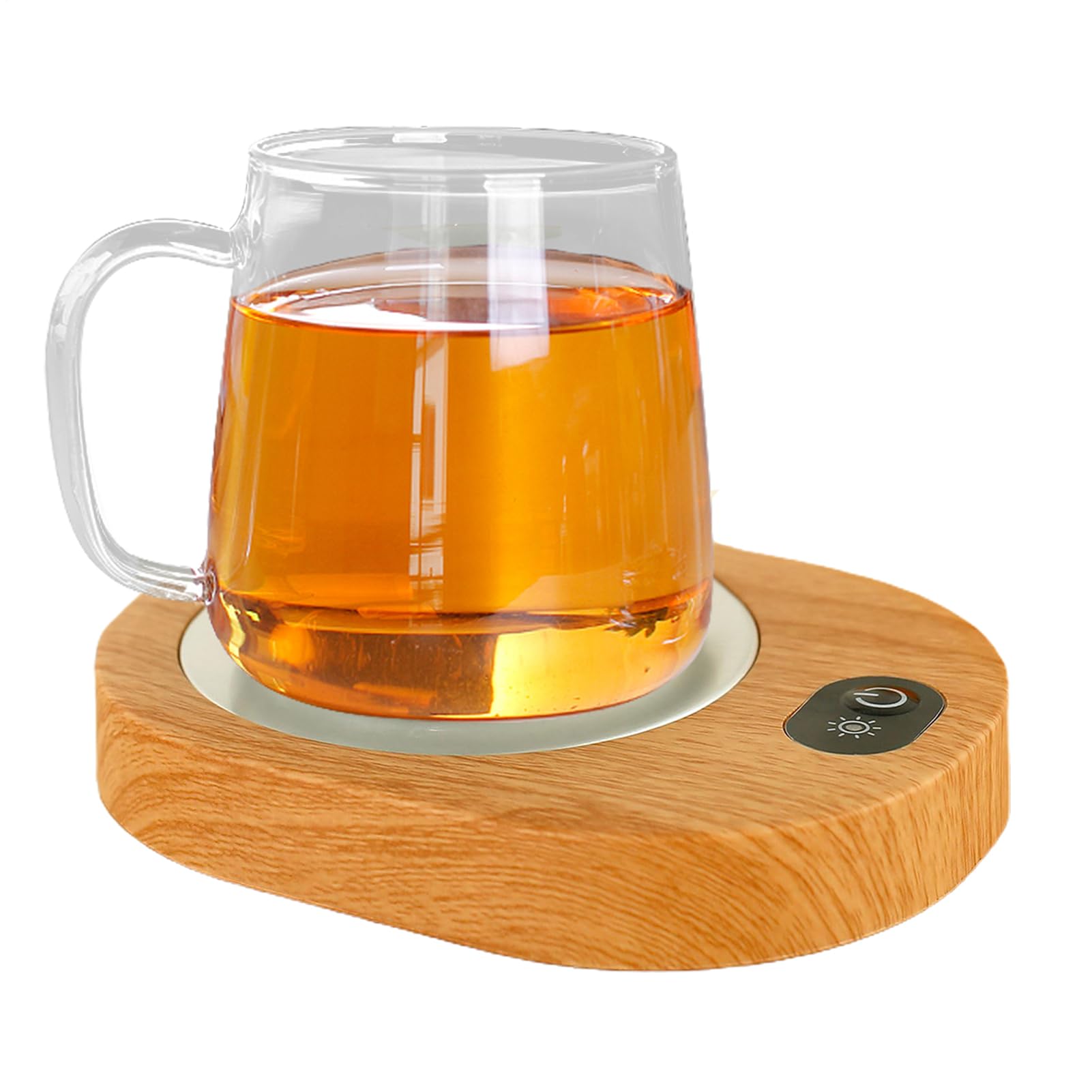 Kaffeetassenwärmer Elektrisch | Schreibtisch Tassenwärmer mit Konstanter Temperatur 55–65 °C | Wiederaufladbar, USB betrieben | Holzmaserung Design für Kaffee, Tee, Heiße Getränke Zuhause & Büro