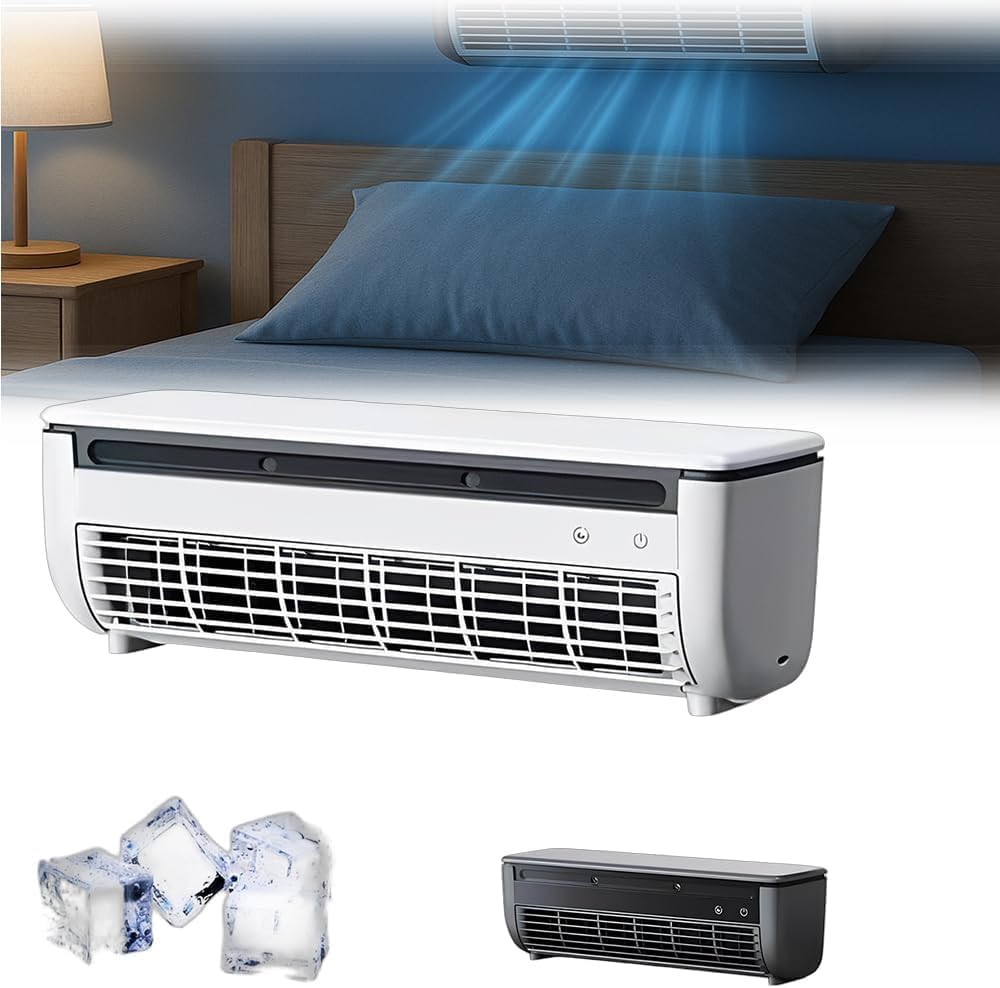 Aire acondicionado de pared con carga inalámbrica, unidad de aire acondicionado portátil de pared para cocina, dormitorio, ventilador de enfriamiento instantáneo sin necesidad de taladrar, ideal para