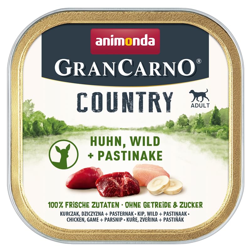 Animonda GranCarno Country 150g (Bundle) | 12 oder 24 Schalen-Mix mit garantiert 4 verschiedenen Sorten | getreidefreies Nassfutter für Hunde (24x 150g)