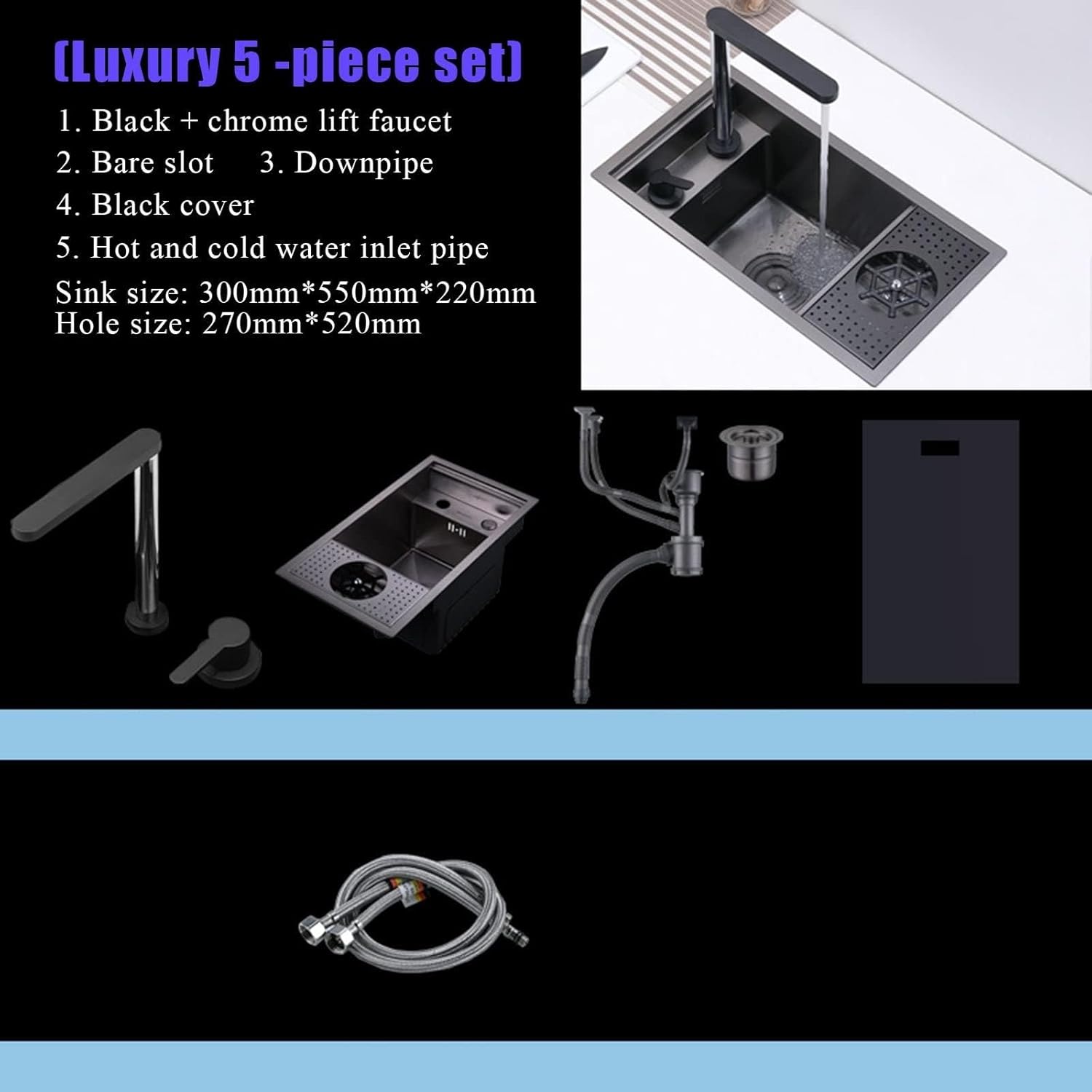 Premium Stainless Steel Kitchen Sink - Single Slot Open Bar Counter Sink for Kitchen, Bathroom, and Campervan