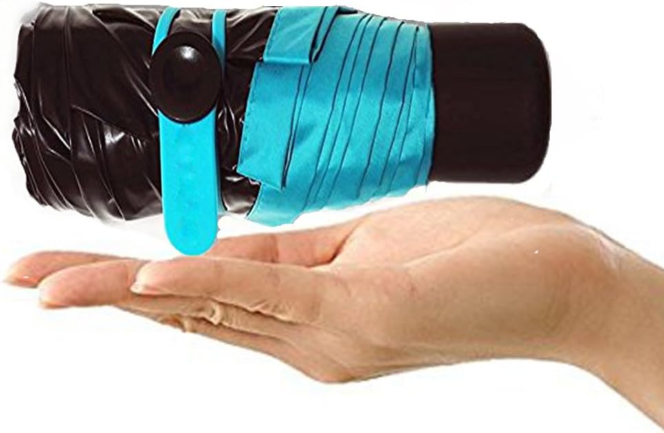 CNHY Mini Umbrella Travel Anti Ultraviolet 5 Folding Compact Pocket Umbrella, Ultra Protective (95% UV Resistance) (Blue)