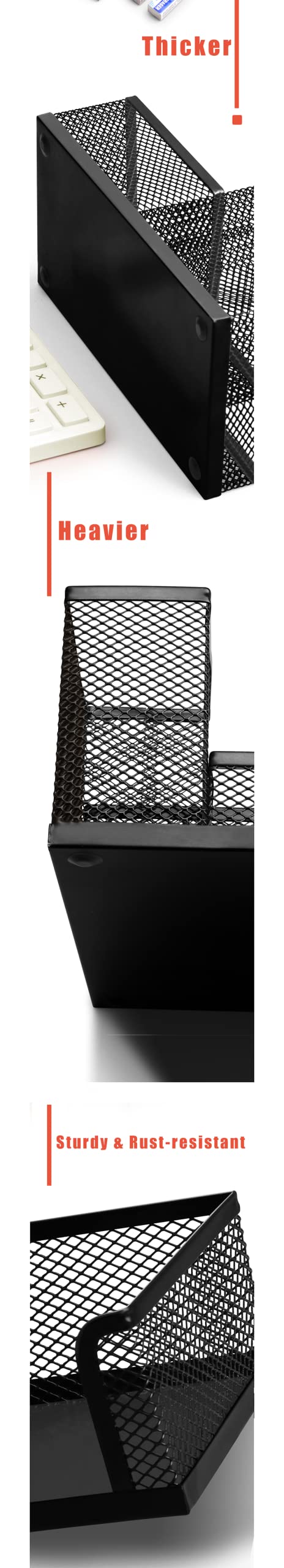koofull Desk Organizer Desktop Mesh Pen Pencil Holder Caddy with 4 Compartments, Office Home School Classroom Accessories Cool Supplies