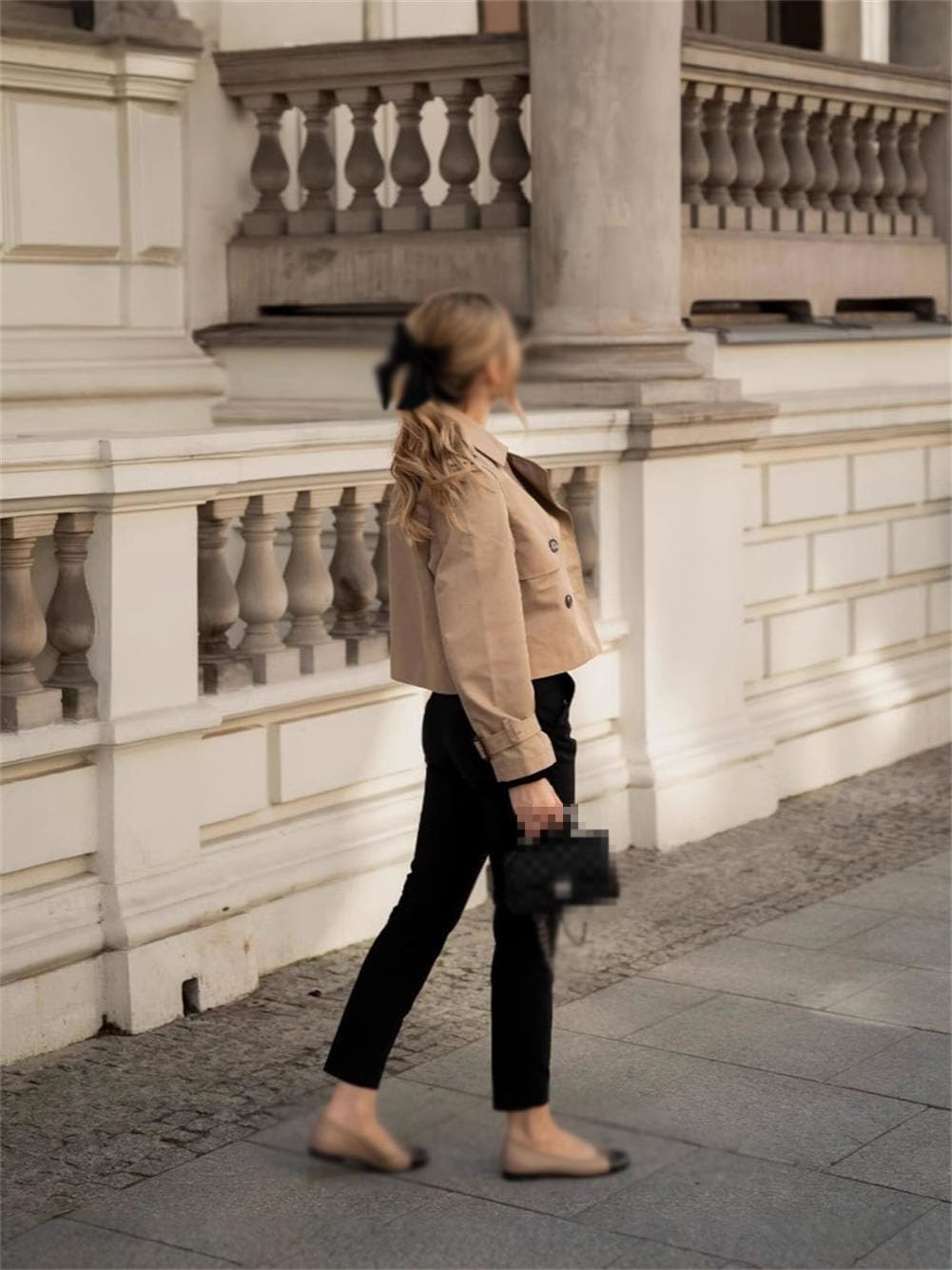 Gabardina corta para mujer, abrigo con solapa y botonadura doble, chaqueta corta para exteriores, chaquetas casuales de ajuste holgado