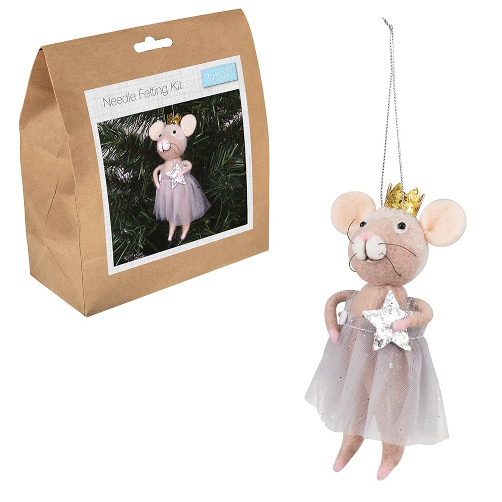 Crafty Capers Christmas Mouse | Complete Needle Felting Kit | Hanging Tree Ornament