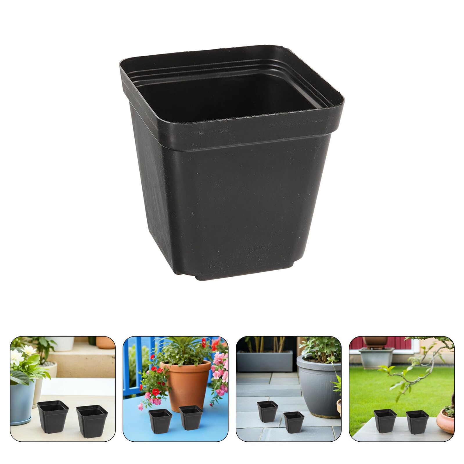 NUOBESTY 100 Pièces Lot de Pots Carrés Noirs pour Semis Pépinière Plastique Drainante pour Plantes Intérieur Succulentes et Boutures Conteneurs de Culture Compacte et Stables