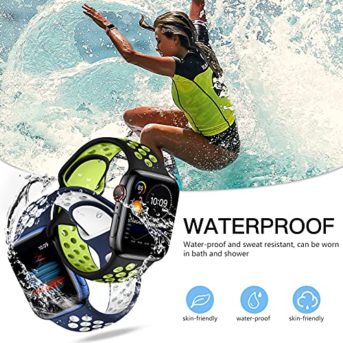 Image of Adorve 4 Pack Sport Bands for Apple Watch 49mm 41mm 40mm 38mm 45mm 44mm 42mm for Women Men, Durable Breathable Soft Silicone Replacement Wrist Strap for iWatch Ultra SE Series 8 7 6 5 4 3 2 1, S /M M /L