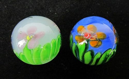 Miniatura 3 de ~2 Mariquitas 0.630 in Arte Hecho a Mármoles Vidrio Insecto Señora Bug Flor Claro