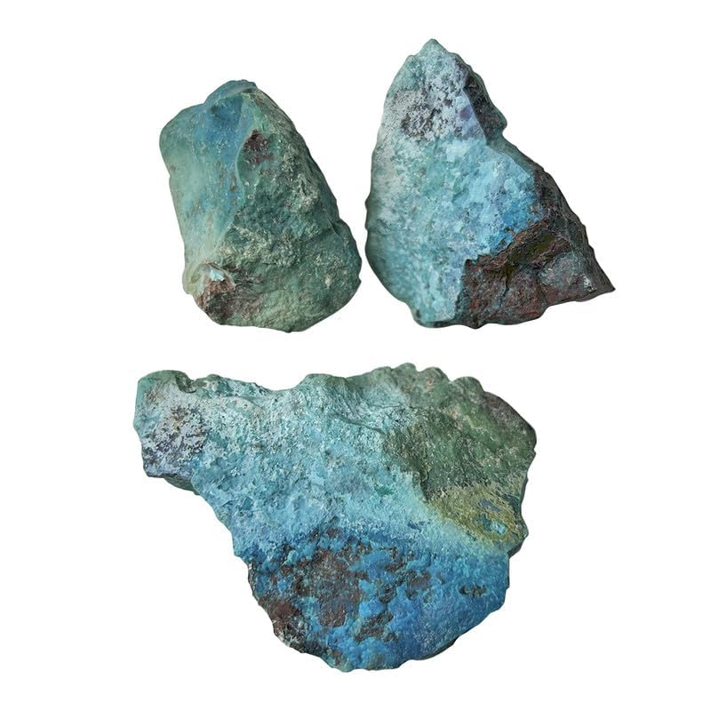 Image of Chrysocolla Raw Stone (1 Kg) | Natural Healing Crystal for Communication & Emotional Balance | Natural Stones for Meditation & Reiki | Decorative Crystals for Spiritual Home & Office Decor (3-4 Pcs)