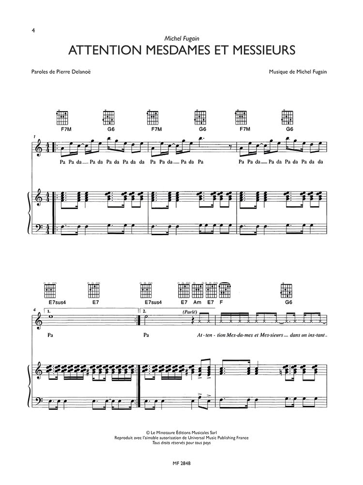 Les plus belles chansons françaises. Piano, Voix & Guitare.