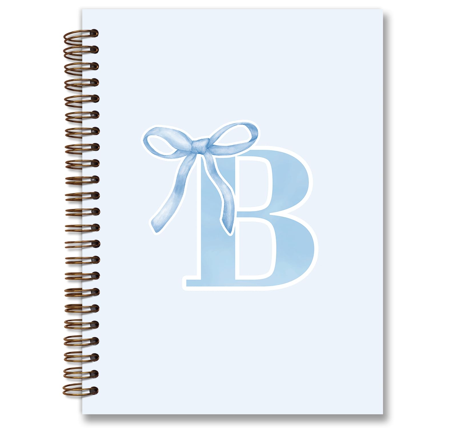 foedor Initial B Notebook Journal,Personalized Teen Girl Gifts,Coquette Trendy Preppy Blue Bow Spiral Notebook,Monogrammed Gifts for Women Teen Girl,College Ruled Hardcover Spiral Notebook 5.5 x 8.3