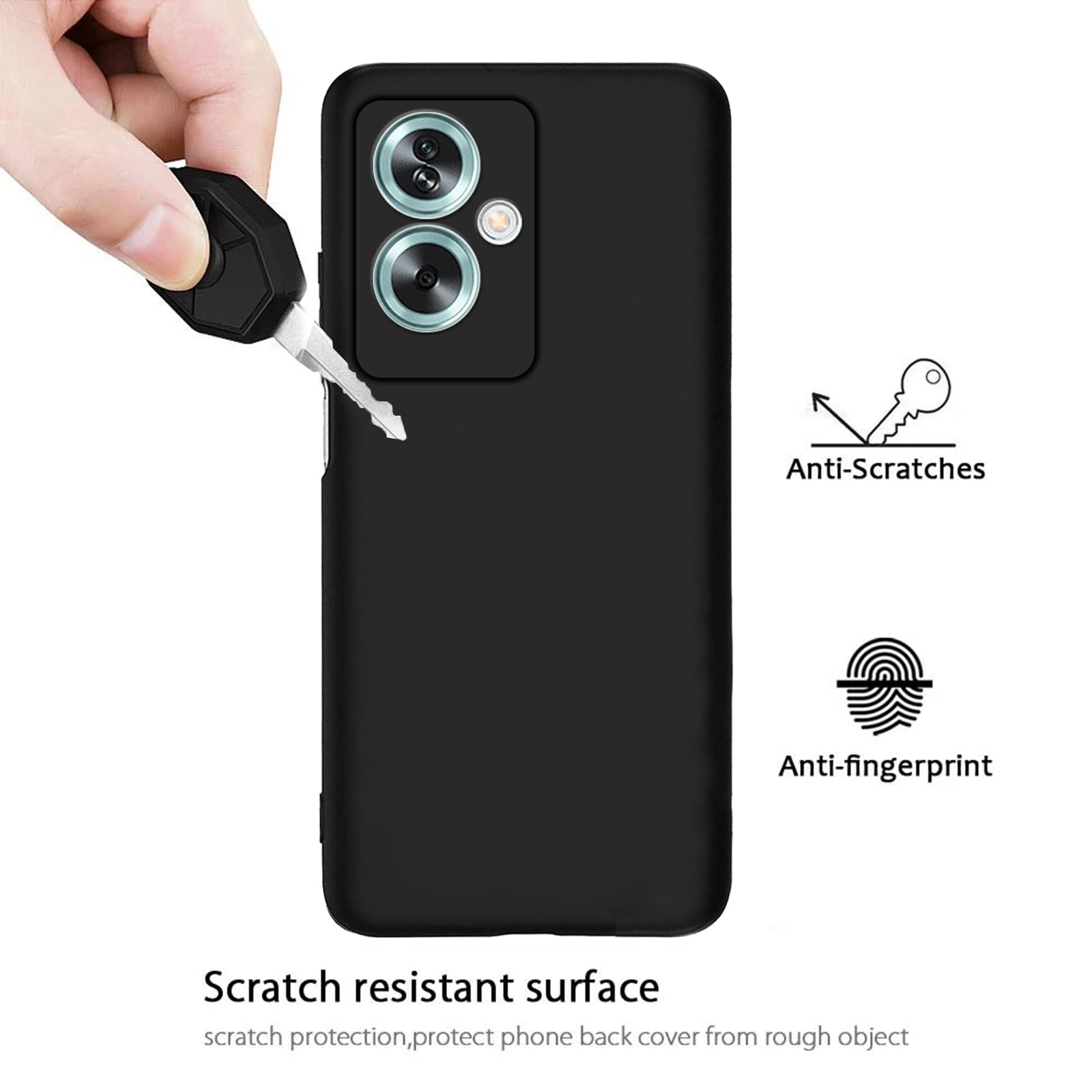 LCEHTOGYE Cover per Oppo A79 5G,Nero Custodie Morbido Silicone Case Ultra Sottile TPU Flessibile Protettiva Custodia per Oppo A79 5G (6,72) - KE55