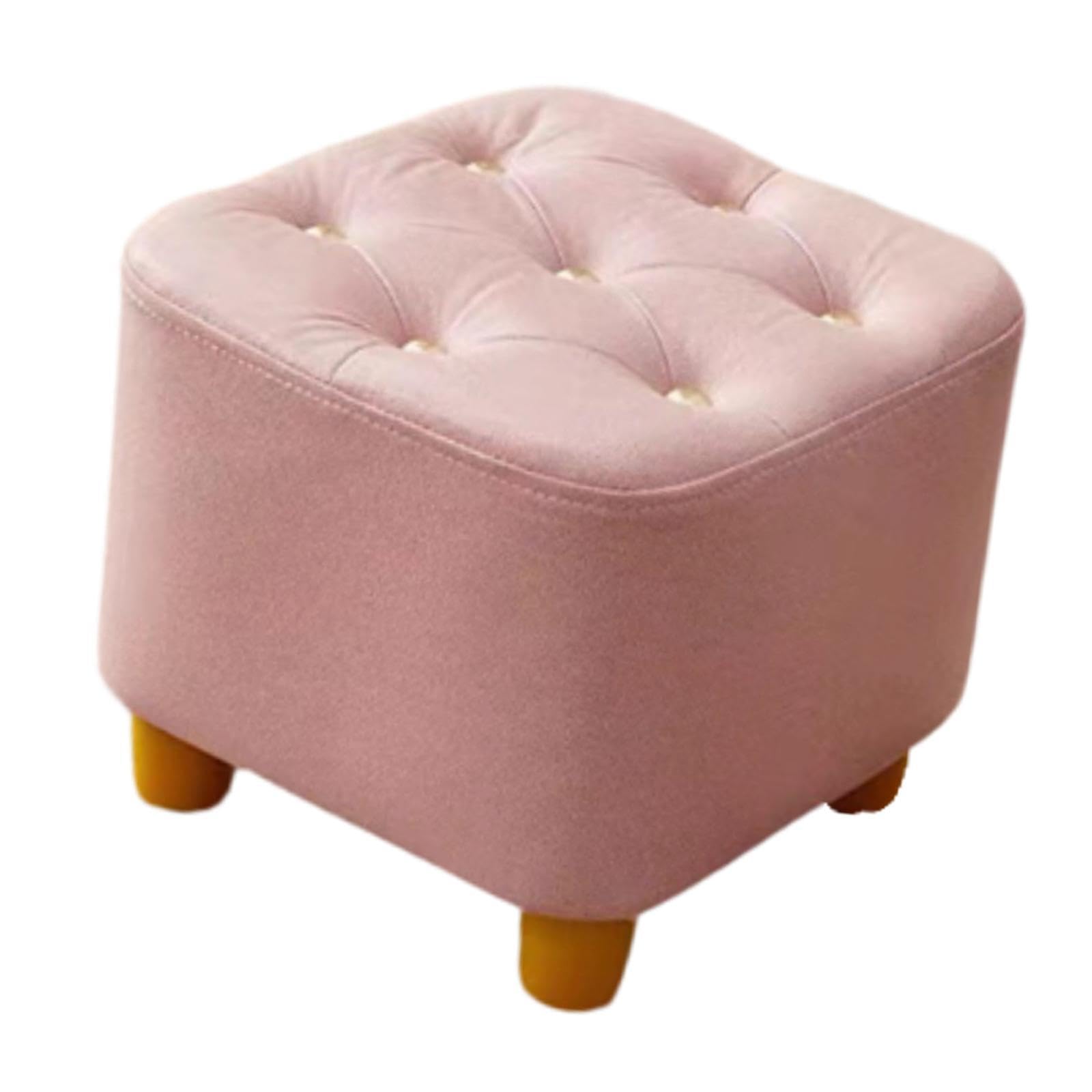 Petit repose-pieds ottoman carré rose au design compact