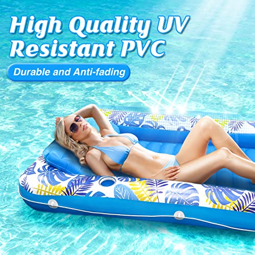 Zooi Inflatable Pool Floats Adult Size, Tanning Pool Suntan Tub, Pool Accessories Blow Up Pool Raft Tanning Bed, Floats For Swimming Pool Lounger With Pillow, Large Pool Floats For Adults #TOP3