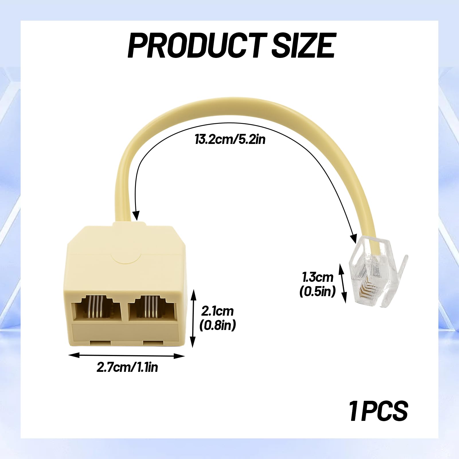 Adaptateur RJ11 avec câble, Répartiteur téléphonique, Double prise RJ11 6P4C pour téléphone fixe