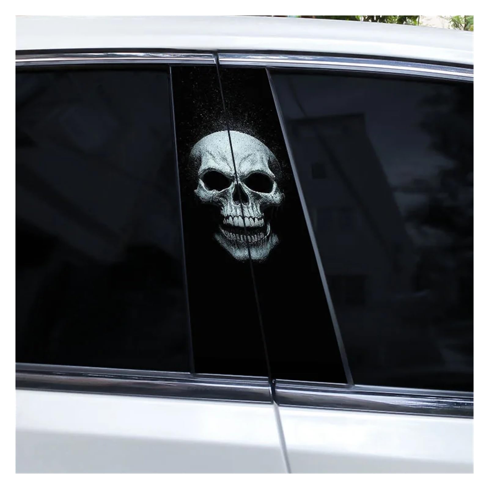 Car Side Decals 2pcs Flame Skull Car Sticker Horror B-Pillar Waterproof Vinyl Cover Scratch Center Column Decal(Style N)