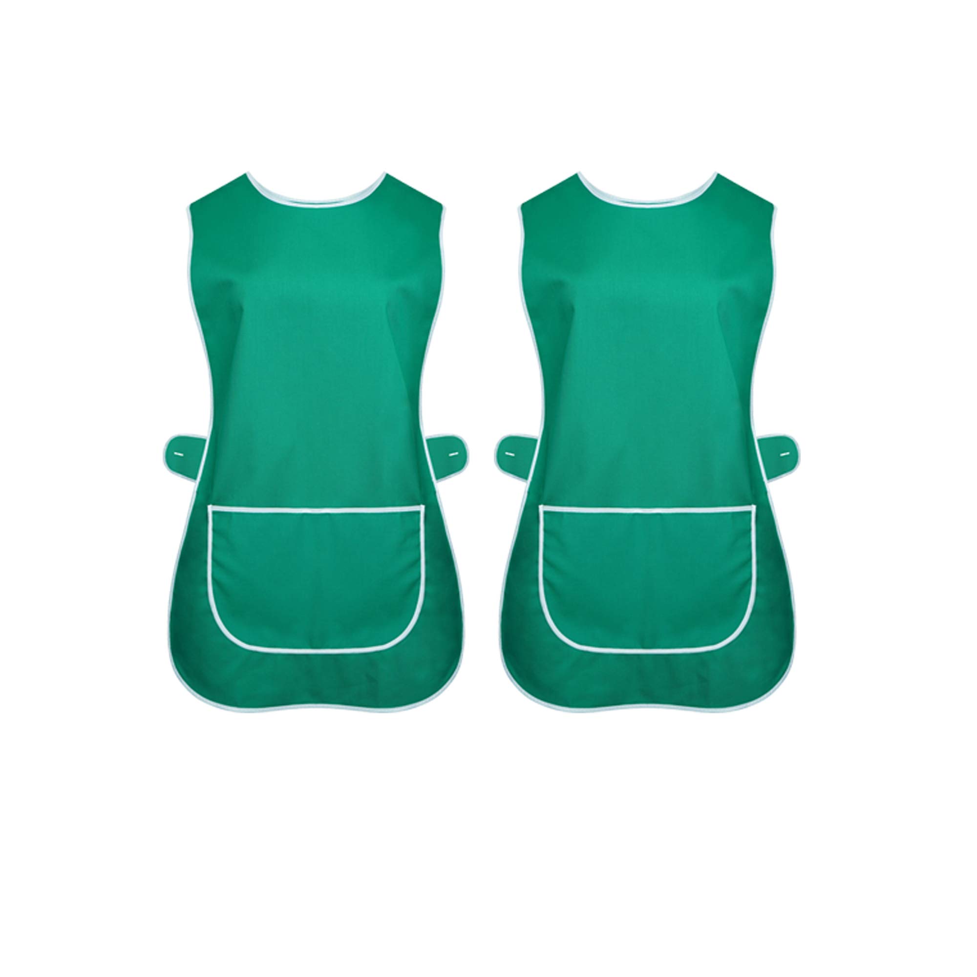 Indx-Clothing Women's Kelly Green / Pack Of 2 Tabard Apron Kitchen Overall Catering Tabbard Cleaning Pocket (Kelly Green/Pack Of 2, Small)