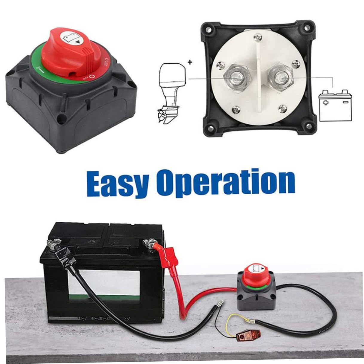 Interrupteur Coupure Batterie pour Camping et Yacht Isolateur de Puissance à Bouton Rotatif Déconnexion Sûre