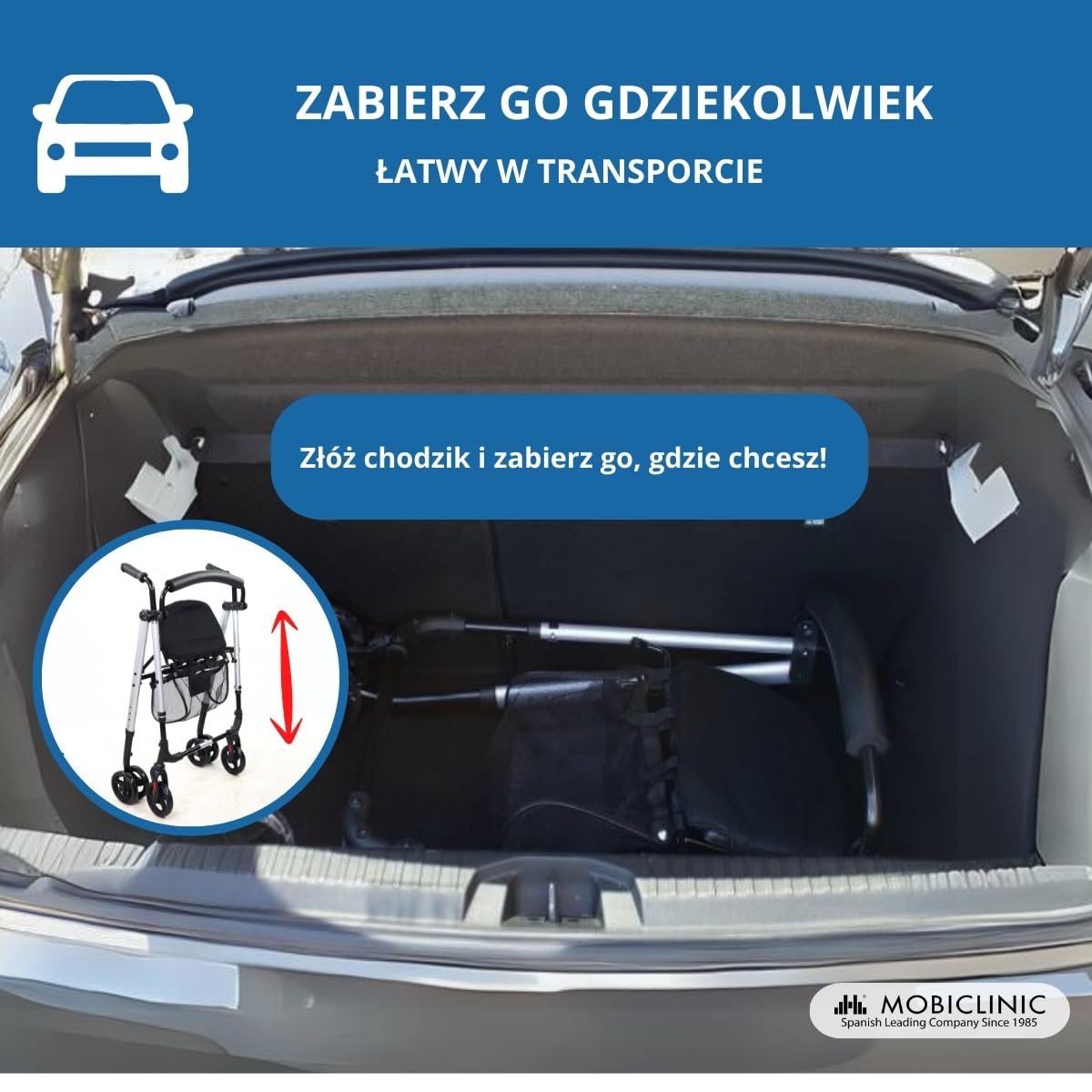 Podpórka czterokołowa | aluminium | Siedzisko i oparcie | ciśnienie hamowania | 4 koła | Premium | Dehesa | Mobiclinic