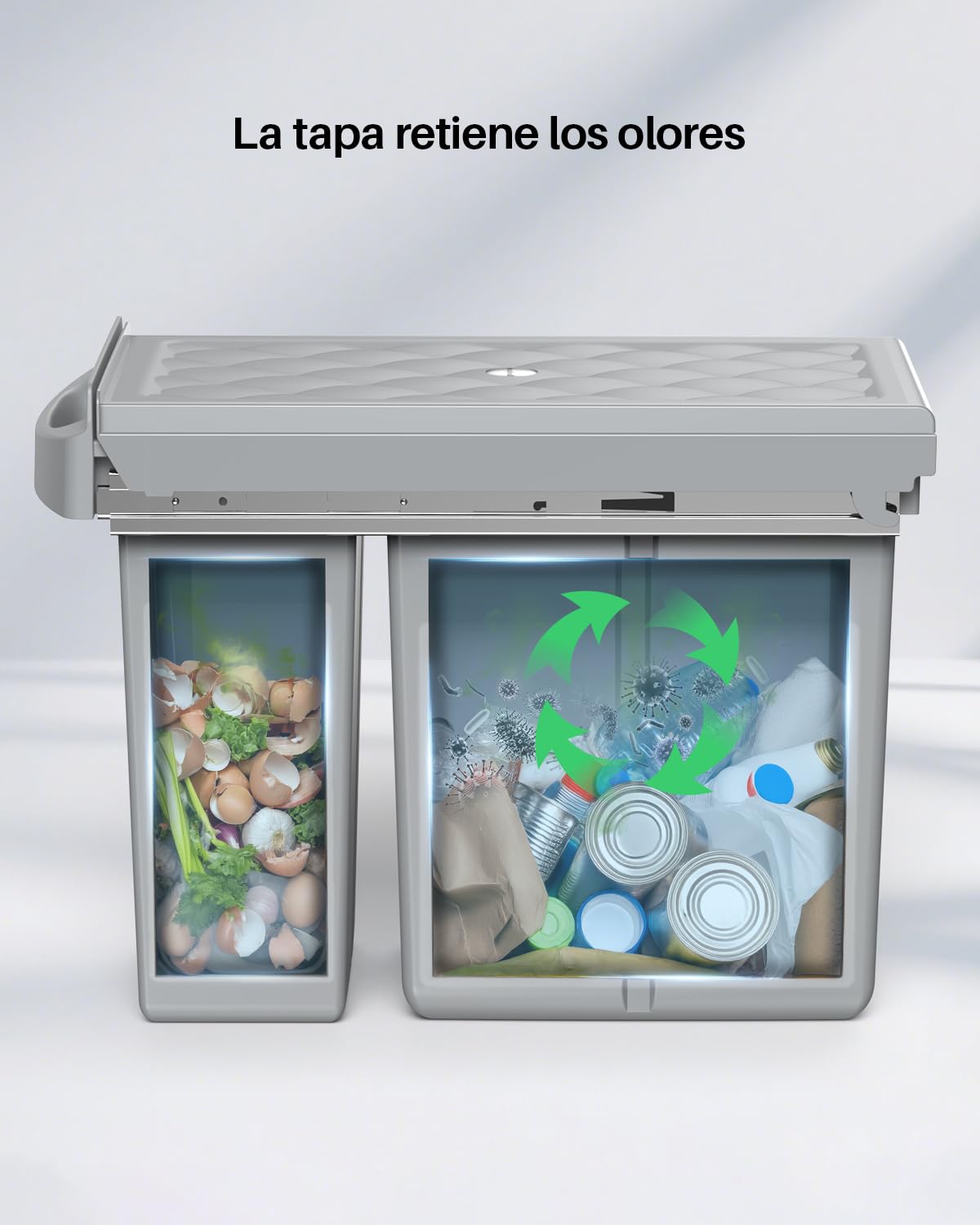 lovewind Cubo Basura Extraíble Bajo Fregadero 10L+20L, Cubo de Basura Cocina con Estructura de Acero y Guías Silenciosas, Cubos de Basura para la Cocina, para Muebles de 30 cm