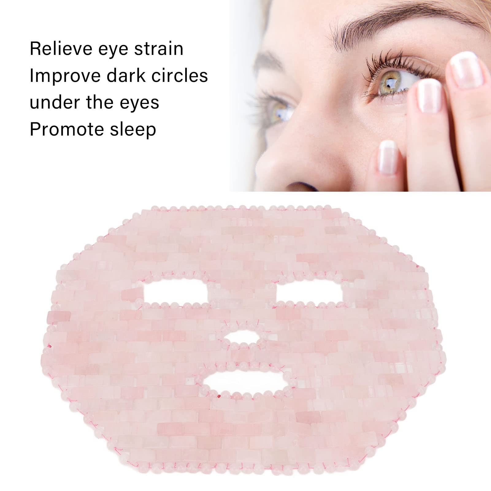 Couverture Faciale Jadestone, Masque pour les Yeux Anti-âge, Soulagement du Stress, pour Yeux Gonflés, Cernes, Soins du Visage (Quartz rose)