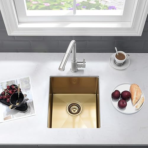 Vista 111 de Fregadero de barra de 21 pulgadas Undermount-VASOYO - Fregadero de cocina de montaje inferior de 21 x 17 pulgadas, estación de trabajo, barra