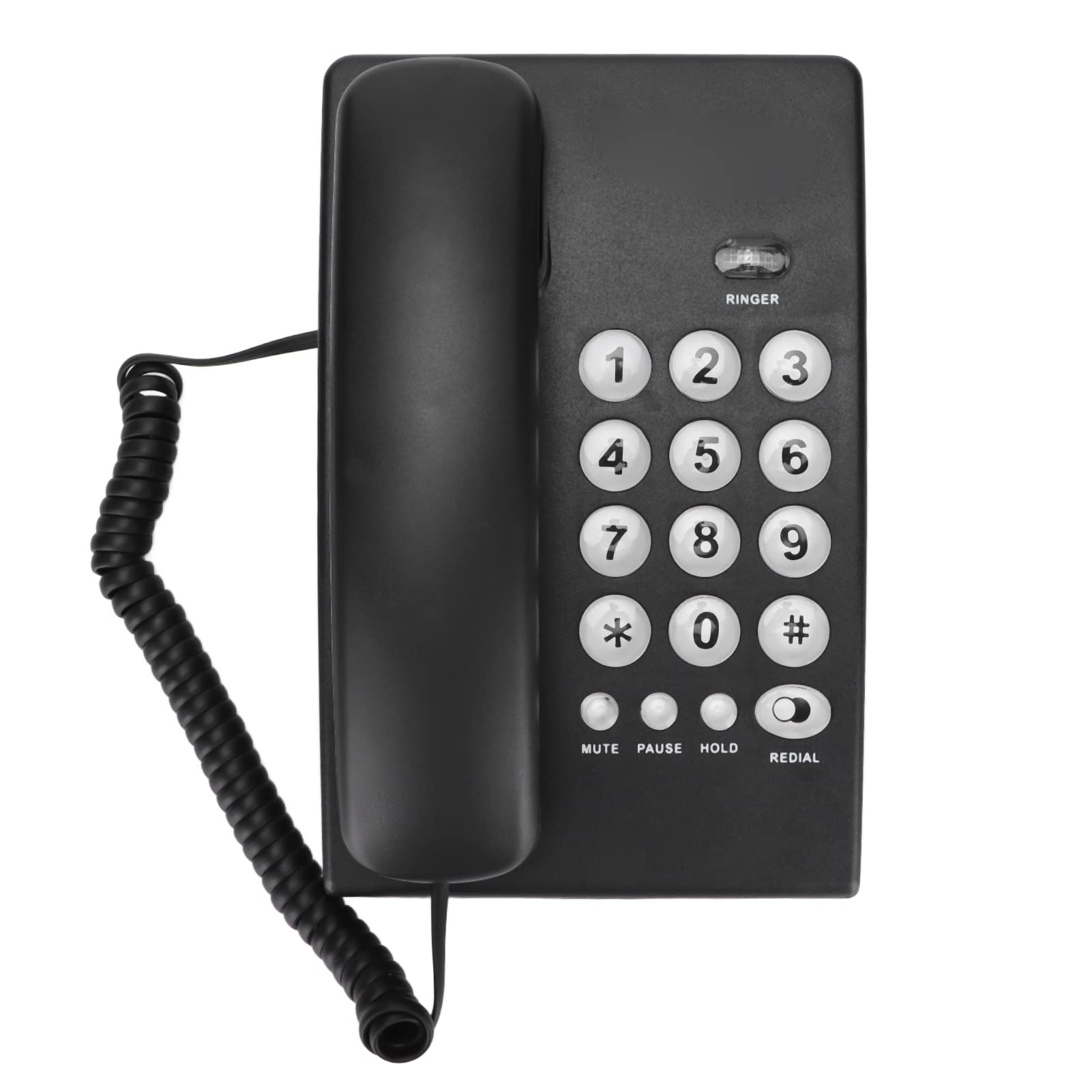 Desktop-Schnurlostelefon mit Großer Taste Festnetztelefon mit Großem Volumen Kabelgebundenes Telefon für das Home Office Hotel (Schwarz)