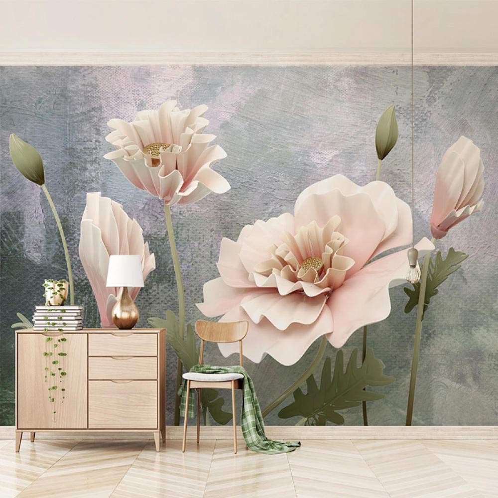 Papier peint mural 3D fleurs ciment pour masquer les imperfections