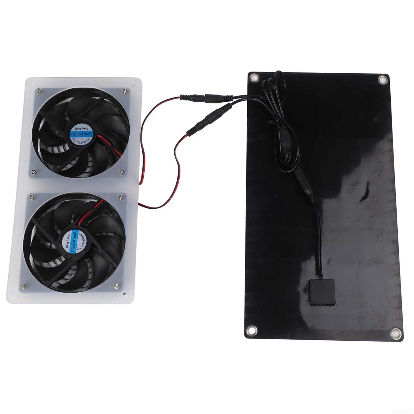 30W Set di ventole solari con 2 ventole impermeabili IPX7, doppia griglia di protezione per pollaio, serre e fienili, nero