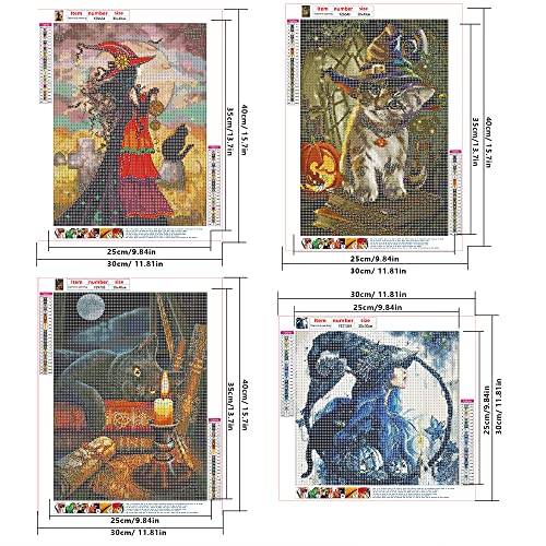 DCIDBEI 30 x 40/30 cm 4 Pack Diamond Painting Complete Round Kit, Witch Diamond Painting - Image 2